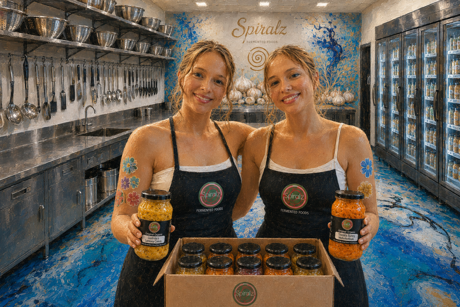 Liudmila and Stasia in the Spiralz kitchen
